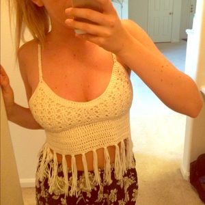 Crochet fringe crop top