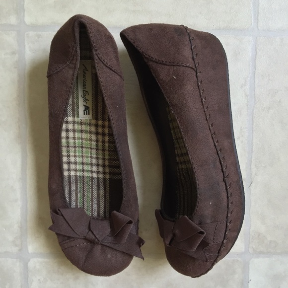 Brown suede platform wedge