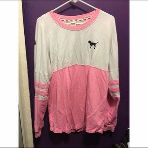 PINK varsity crewneck