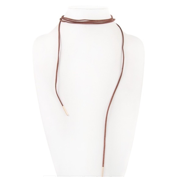 🔻Brown Faux Suede Wrap Choker Necklace - Picture 2 of 3