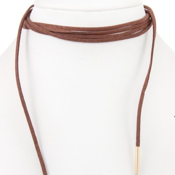 🔻Brown Faux Suede Wrap Choker Necklace - Picture 3 of 3