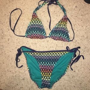 Multi colored crochet bikini swimsuit