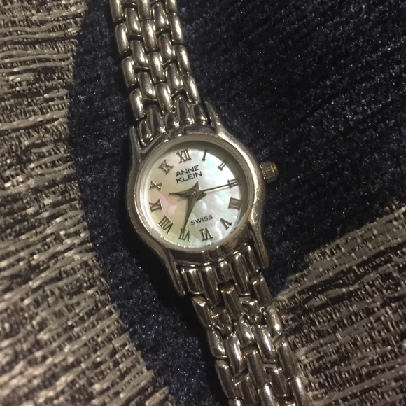 Anne Klein mother of pearl silver watch