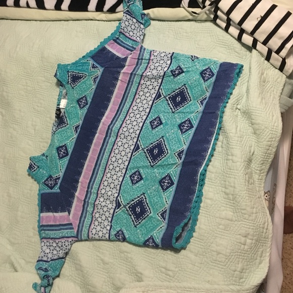 Light blue/blue/turquoise Madonna style top - Picture 1 of 3