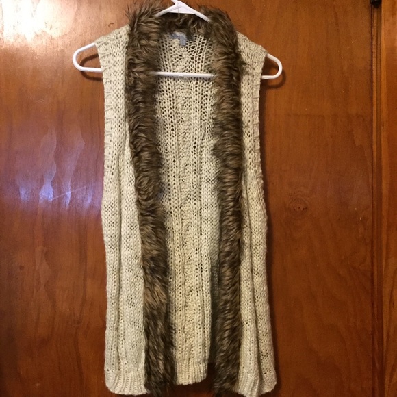 Charlotte Russe Knit Fur Trim Vest