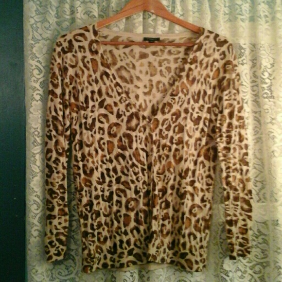 👑 Ann Taylor Leopard Print Boyfriend Cardigan XL