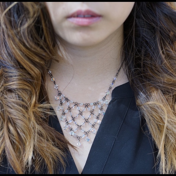 V Drop Necklace - Clear White - Picture 1 of 3