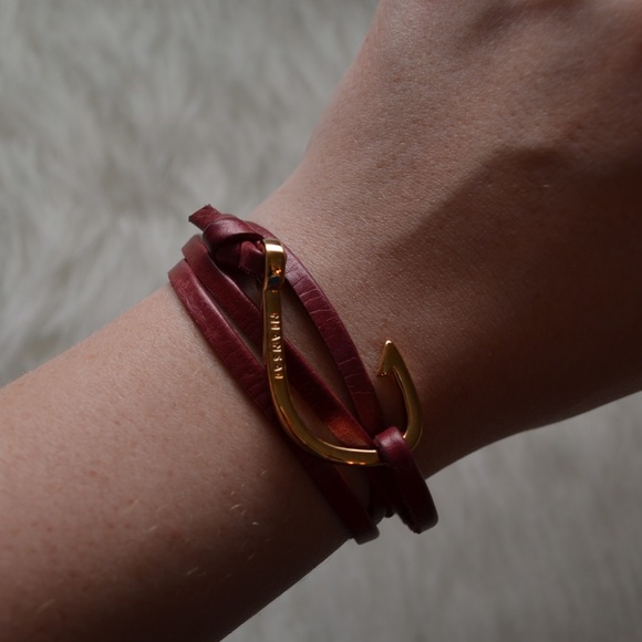 Miansai Jewelry - Miansai Gold Plated Hook Leather Bracelet
