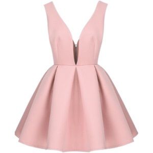 V neck mini soft pink dress