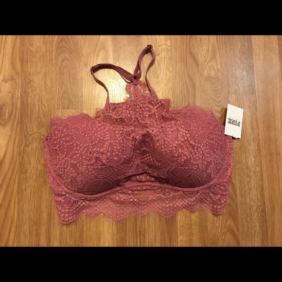 Pink eyelash halter bralette