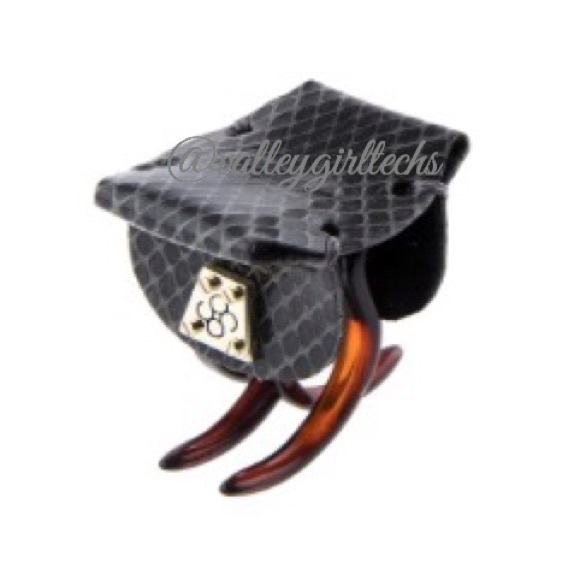 Leather Python Hairclip w 14kgold plated logo bead main image 9