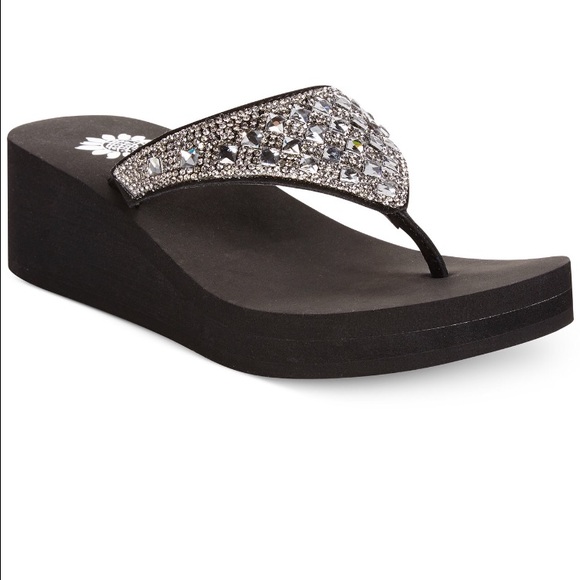 Yellow Box Shoes - Yellow Box Rhinestone Platform Wedge Sandals