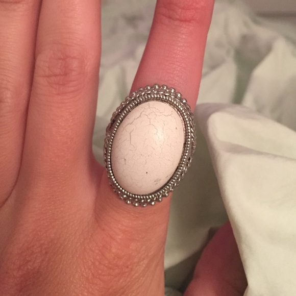 White and silver cocktail ring