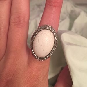 White and silver cocktail ring