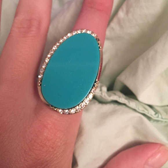 Turquoise and gold cocktail ring