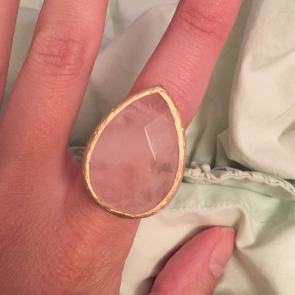 Rose pink stone with gold cocktail ring