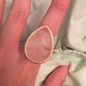 Rose pink stone with gold cocktail ring