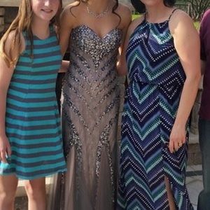 Sliver and light pink prom dress