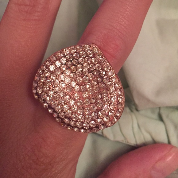 Rose gold pave bean-shaped cocktail ring