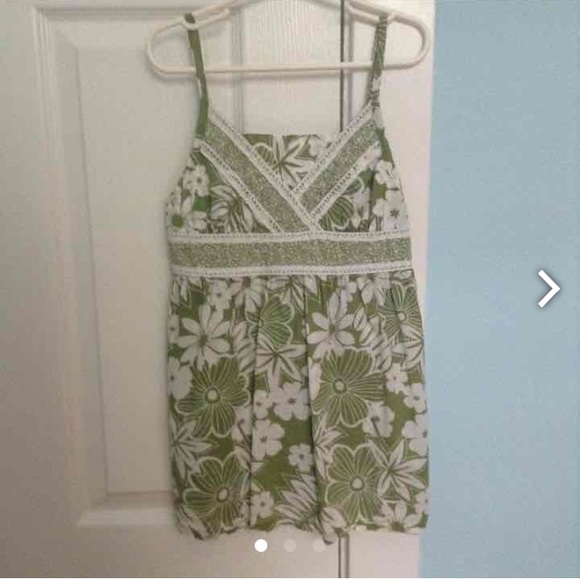 Green and white floral tank top