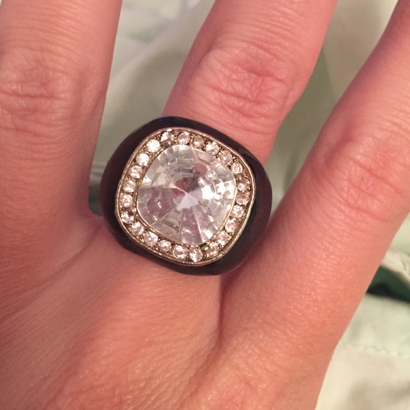 Black lacquer ring with large center stone