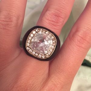 Black lacquer ring with large center stone