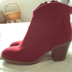 Old Navy Red Suede Ankle Boots