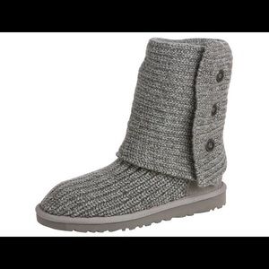 UGG "cardy" knit boot, gray, size 8