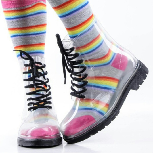 Yoki Shoes - Clear Jelly Combat Boots