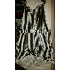 Forever21+ Striped Overalls