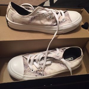 White marble first edition low top converse