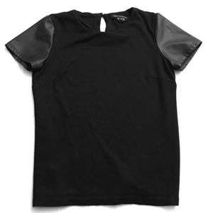 French Connection Faux Leather Short-Sleeve Tee