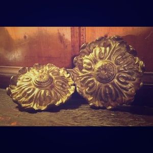 Vintage Shabby Chic Door knob Pulls Brass Ornate