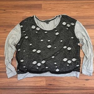 Distressed mesh net sweater