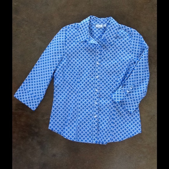 Bright blue button down shirt