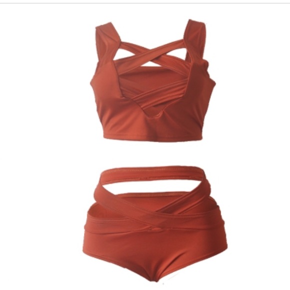 ✨SALE ✨Rust Orange Bandage Bikini - Picture 2 of 2