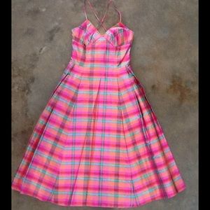 Hot pink plaid dress