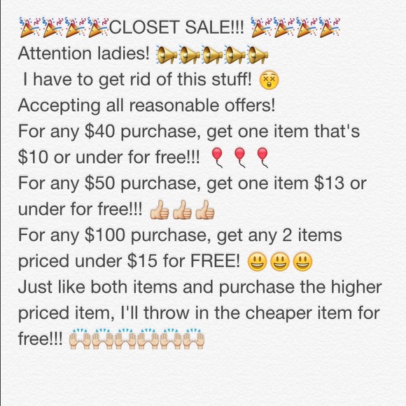Closet SALE! 🎉🎉🎈🎈👍👍