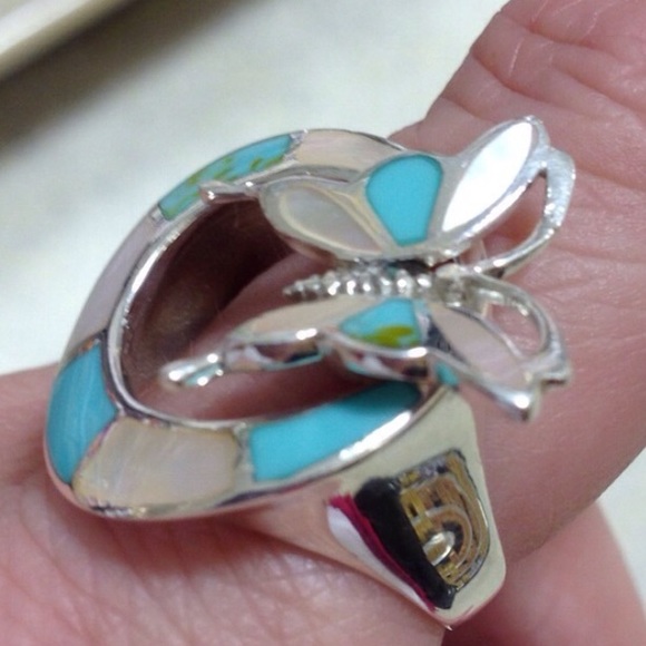 💯% 925 Silver Turquoise and MOP butterfly ring 💞