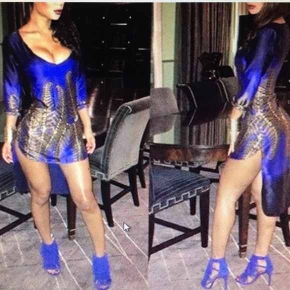 Blue high/low dress