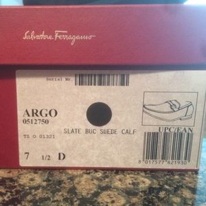 Salvatore Ferragamo Argo Slate Buc Suede Calf