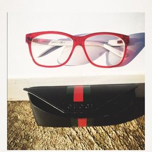 💯GUCCI Red Framed Eyeglasses