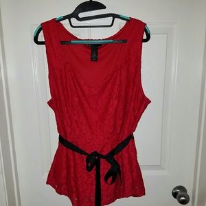 Lane Bryant Red Lace Peplum Top