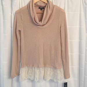 NWT turtle neck sweater with lace detail