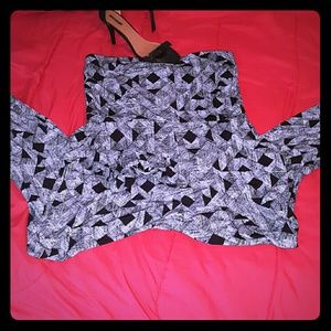 1 Piece, Strapless, Black and White Jumpsuit