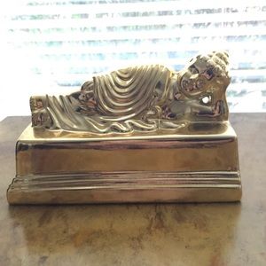 Pair of Gold colored Buddha Bookends