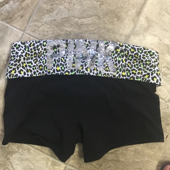 PINK VS leopard and sequin shorts