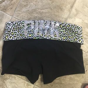 PINK VS leopard and sequin shorts