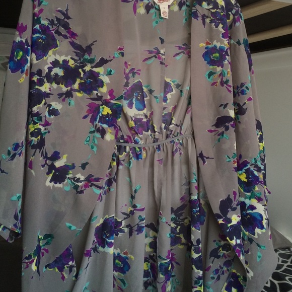 Floral and gray kimono