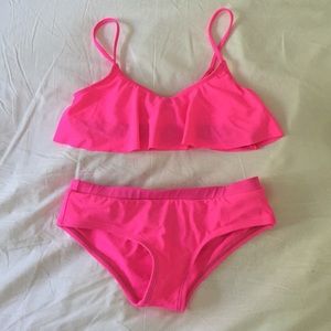 TVIK SWIMWEAR neon pink bikini set!!